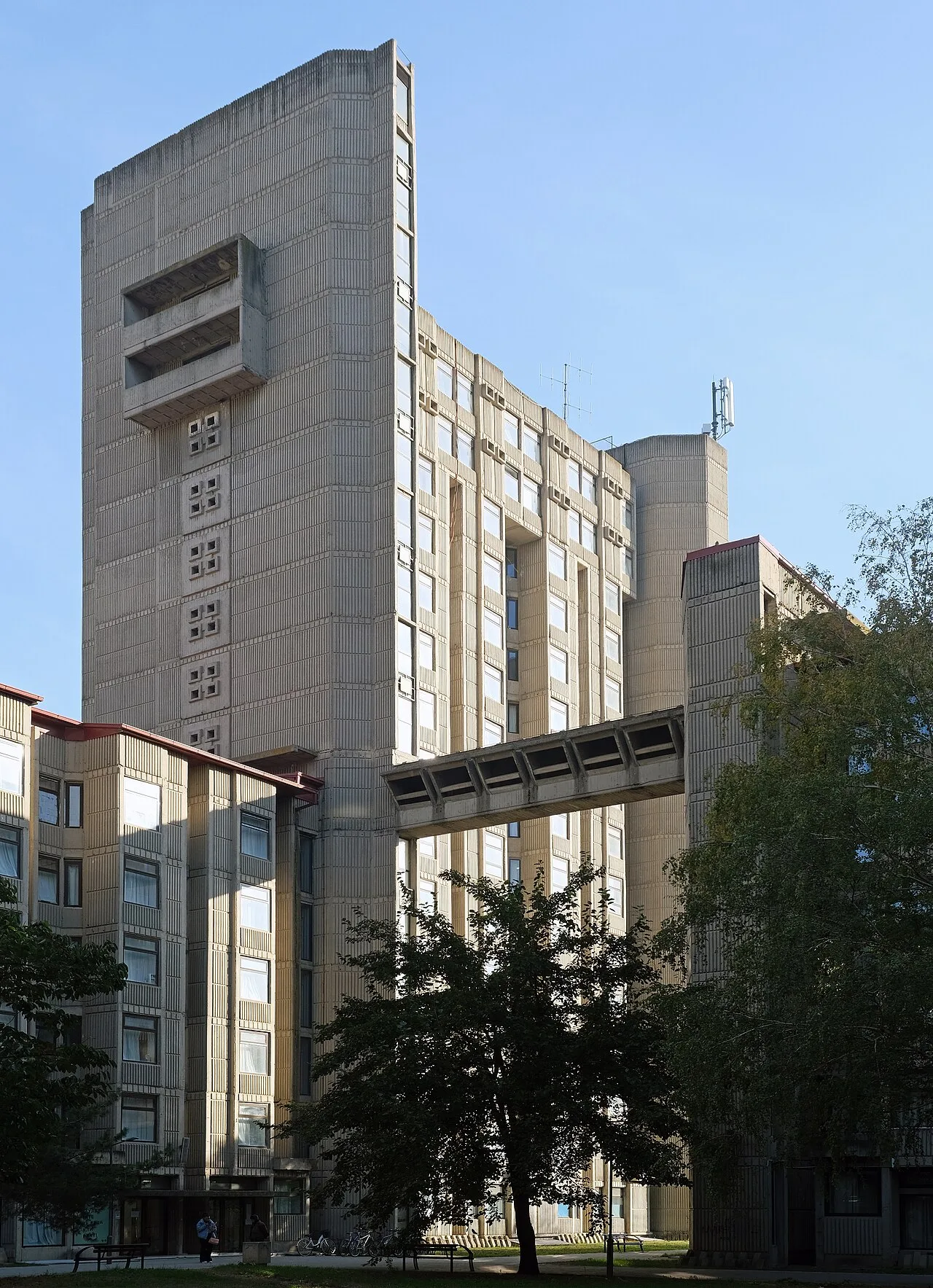Student dormitory (1971) by Georgi Konstantinovski in Skopje, North Macedonia