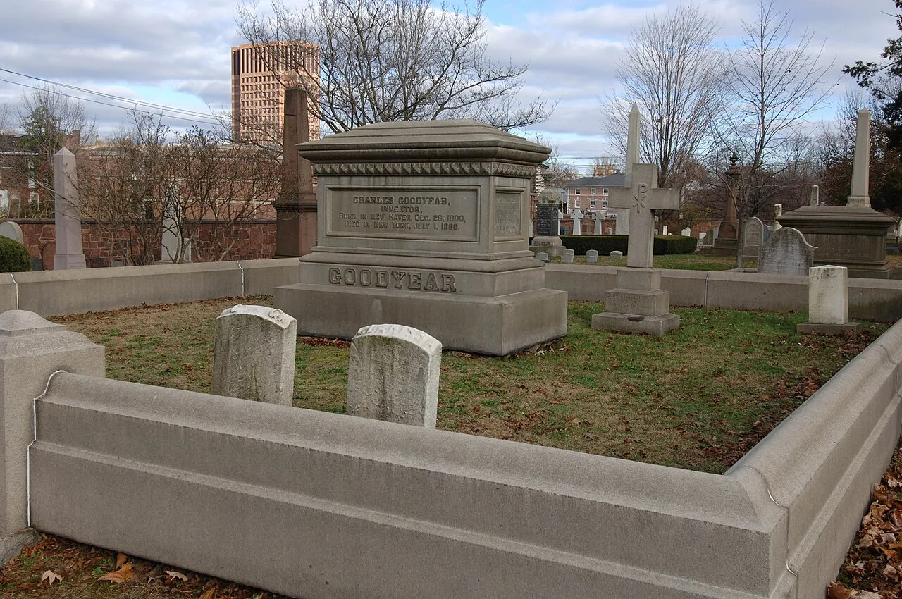 Goodyear's grave in New Haven, Connecticut