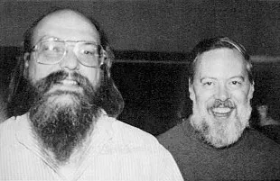 Ken Thompson (left) and Dennis Ritchie (right), in 1973