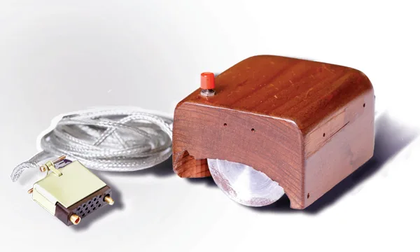 Engelbart's prototype of a computer mouse, as designed by Bill English from Engelbart's sketches[14]