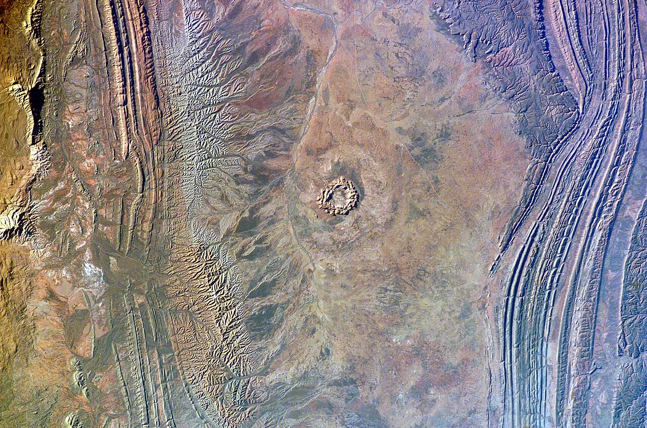 Gosses Bluff impact structure photographed from the ISS