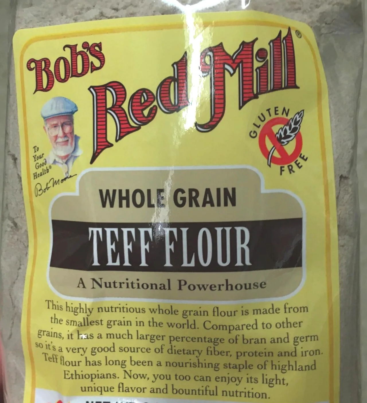 A bag of retail teff flour in USA