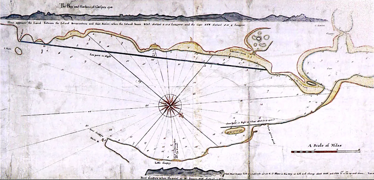 A map of Gaspé Bay in Canada