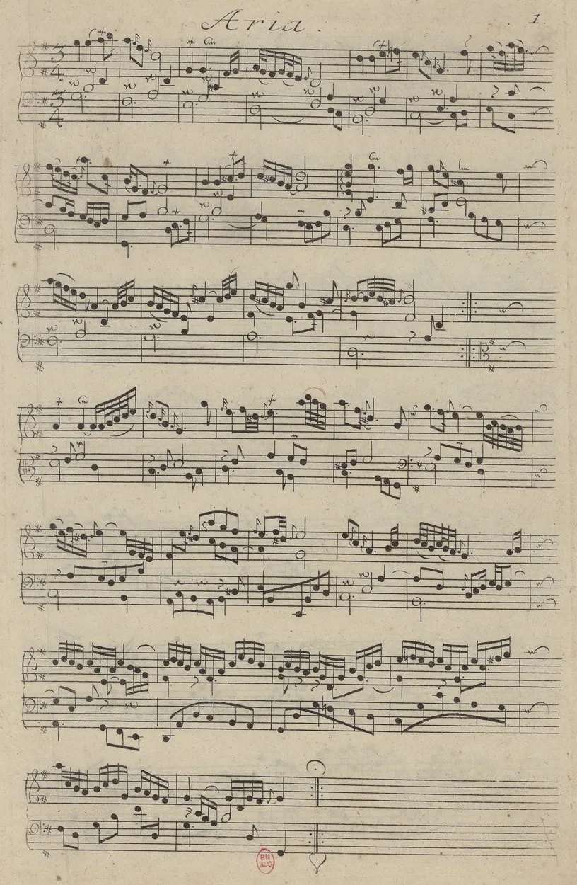 Aria of the Goldberg Variations, showing Bach's use of ornaments
