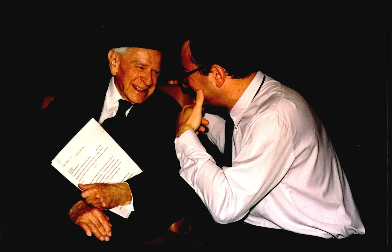 Popper with Professor Cyril Höschl, while receiving an honorary doctorate from Charles University in Prague in May 1994