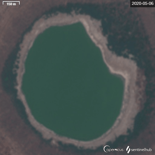 Water of Lake Lonar changing colour from green to red during June 2020.