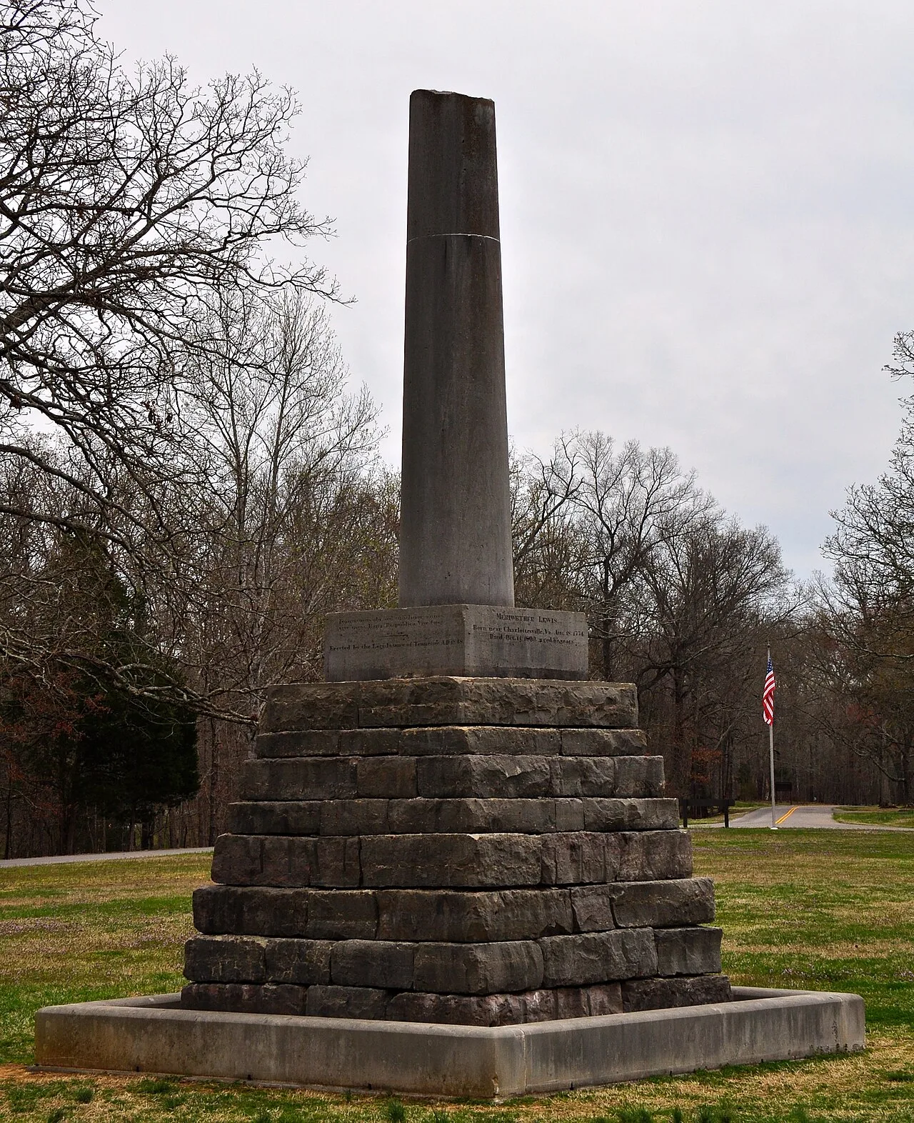 Meriwether Lewis National Monument located at milepost 385.9 on the Natchez Trace Parkway