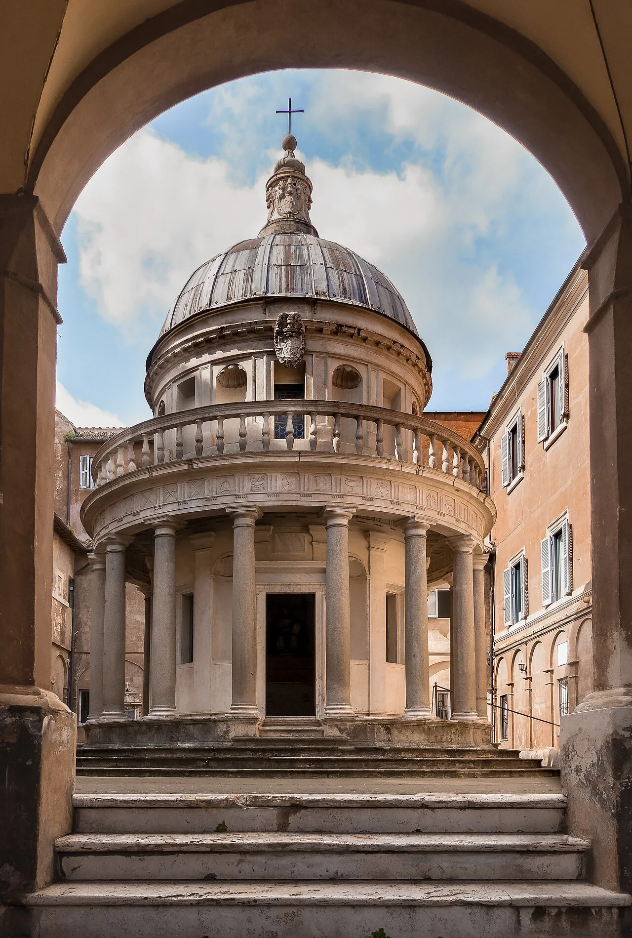 Tempietto del Bramante, San Pietro in Montorio, Rome, 1502, by Donato Bramante. This small temple marks the place where