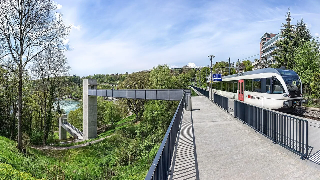 Neuhausen Rheinfall railway station with elevators to the Rhine Falls