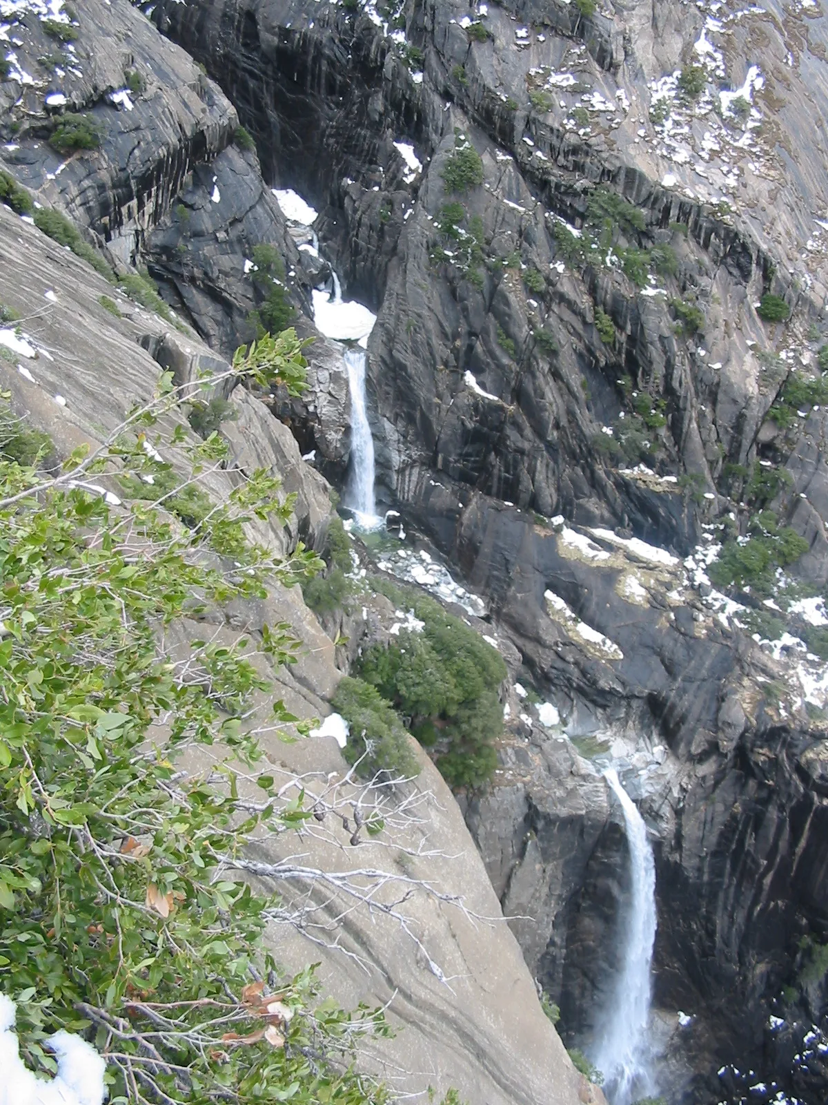 The Middle Cascades, other than the last drop, are not visible from the valley floor